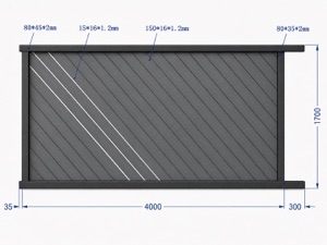 Plan du portail aluminium Brest coulissant 4 mètres