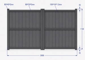 Dimensions du portail aluminium Nice battant