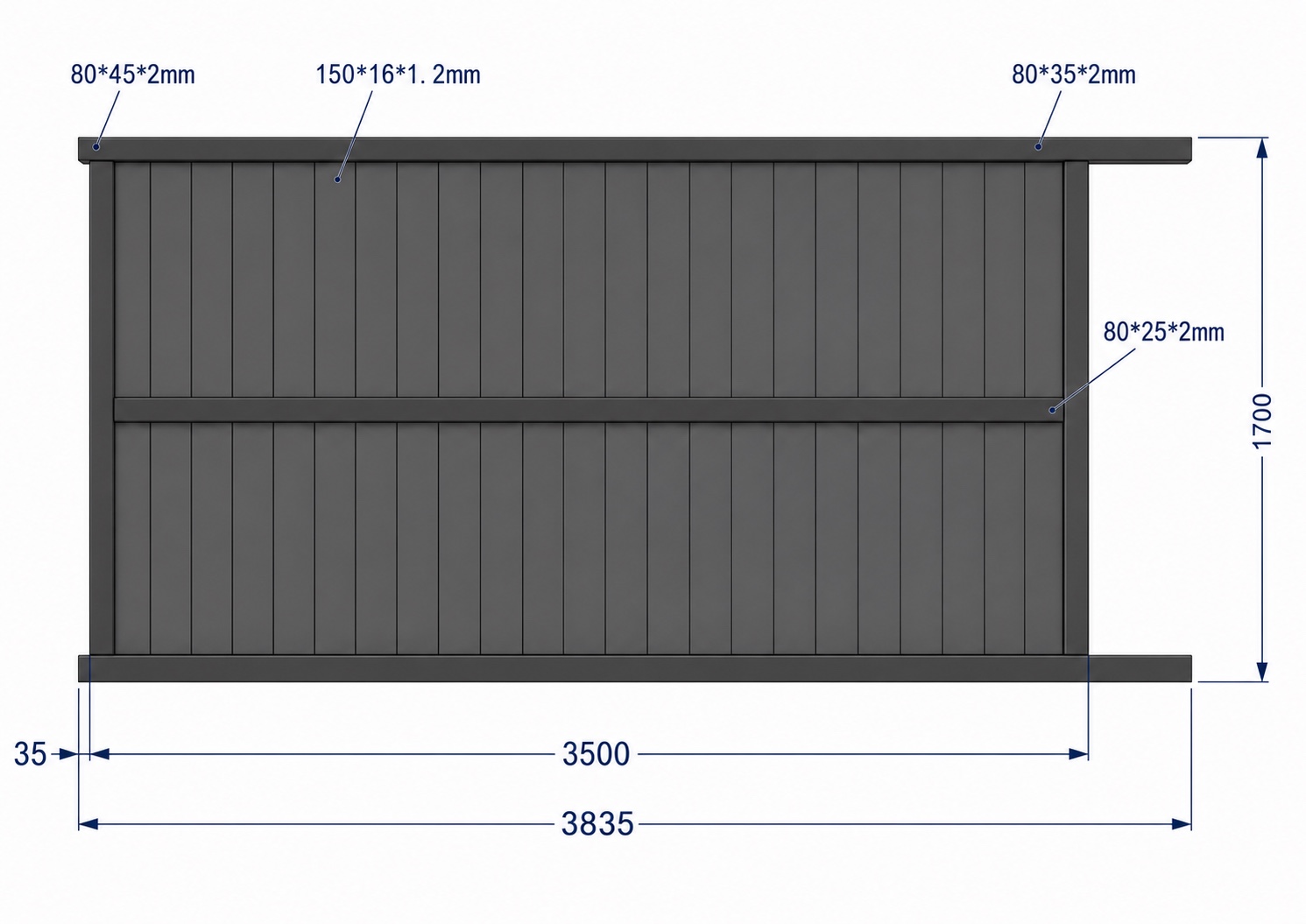 Plan du portail aluminium Nice coulissant