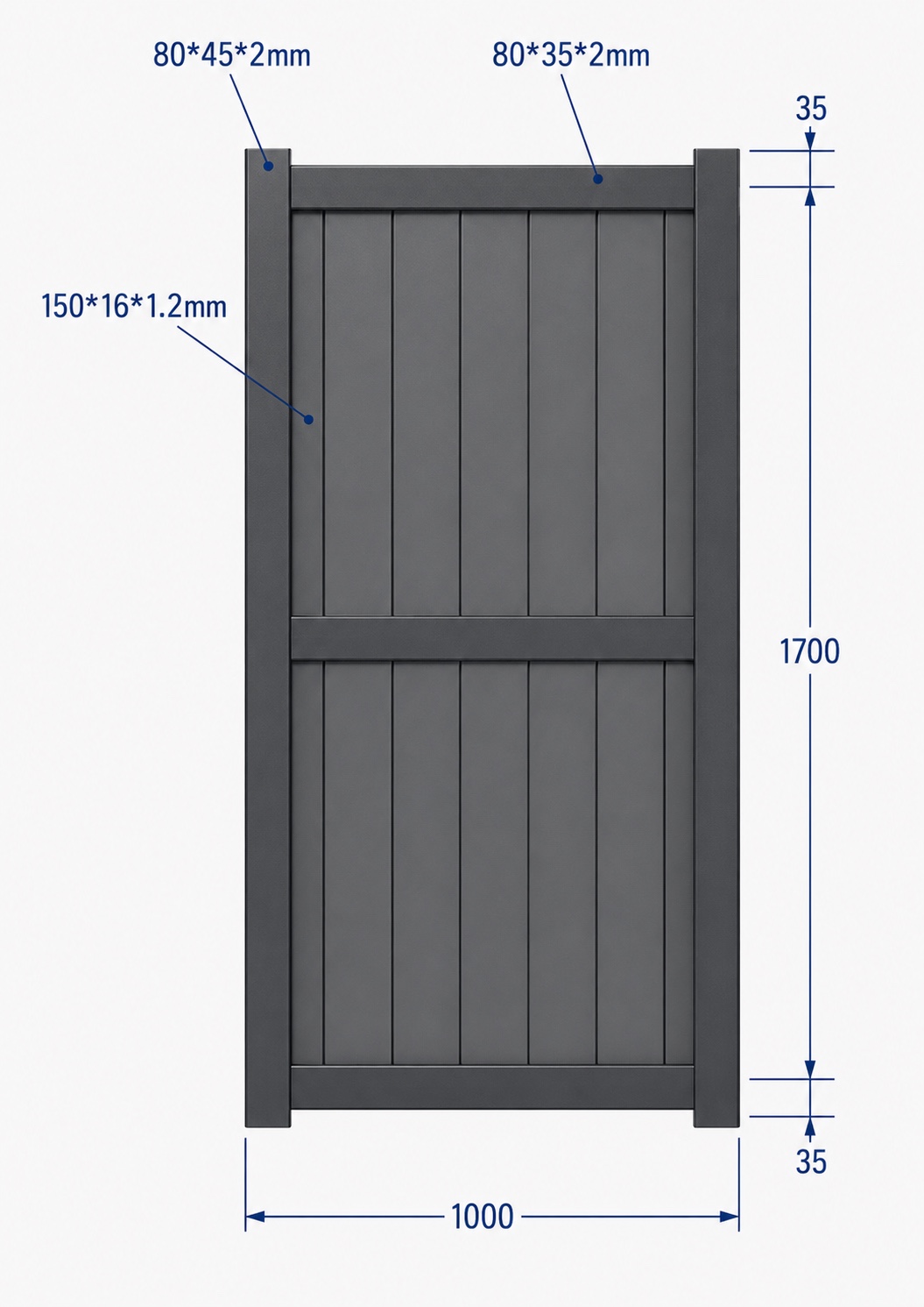 Plan du portillon aluminium Nice