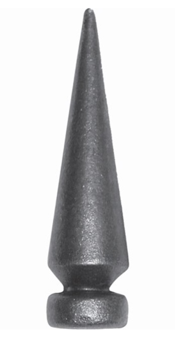 Pointe de lance de 112mm de haut par 28mm de large et avec une base d'un diamètre de 24mm en fer forgé.