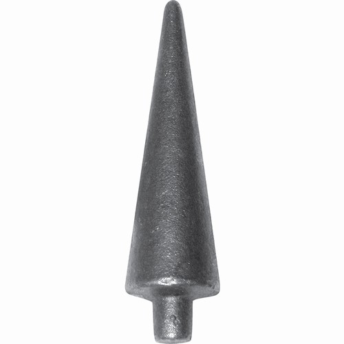 Pointe de lance de 100mm de haut par 27mm de large et avec une base d'un diamètre de 12mm en fer forgé.