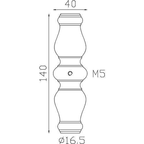 Garniture de barreau en fonte à visser. Taraudée M5. Livrée avec sa vis de fixation. Compatible avec des barreaux de diamètre 16mm.