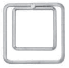 Double carré en fer forgé à souder. Hauteur de 110mm et largeur de 110mm. Angles légèrement arrondies. Section en plat de 12x6mm.