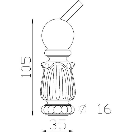 Equerre pour rampe en fer forgé à souder. Compatible avec des barreaux de diamètre 16mm.