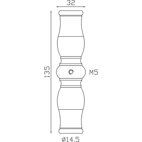 Garniture de barreau en acier tourné à visser. Taraudée M6. Livrée avec sa vis de fixation. Compatible avec des barreaux de diamètre 14mm.