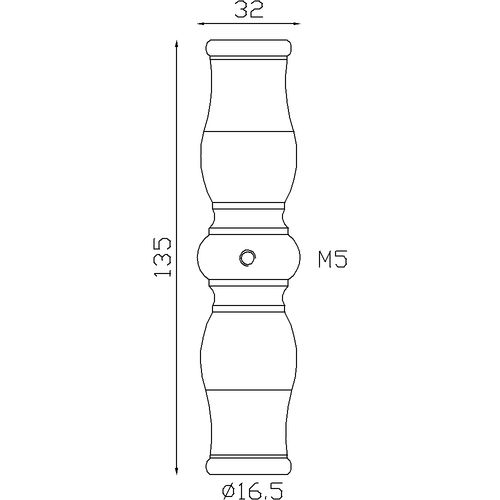 Garniture de barreau en acier tourné à visser. Taraudée M6. Livrée avec sa vis de fixation. Compatible avec des barreaux de diamètre 16mm.