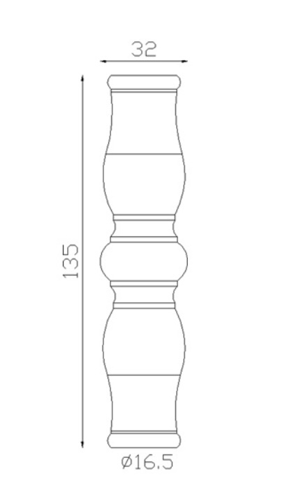 Garniture de barreaux en acier tourné, non taraudée. Compatible avec des barreaux de diamètre 16mm, grâce à son alésage de ø16,5mm. Hauteur 135mm largeur 32mm. Cette bague d'apparence sobre ornera vos barreaux de grilles de défense, portails, escaliers par exemple. Fixation par soudure. Fournie brut, à peindre ou à vernir avec un produit adapté pour la protection contre la corrosion.