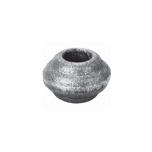 Garniture de barreaux, bague. Compatible avec des barreaux de diamètre 14mm, grâce à son taraude de ø14,5mm. Hauteur 25mm largeur 35mm. Cette bague d'apparence sobre ornera vos barreaux de grilles de défense, portails, escaliers par exemple. Fixation par soudure. Fourni brut, à peindre ou à vernir avec un produit adapté pour la protection contre la corrosion.