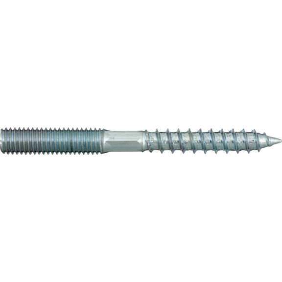 Goujon adaptateur filetage bois et métrique, 4.8, ac zingué . Filetage métrique M 12 long 40 mm. Longueur totale 100 mm . Pour visser boules laiton et acier sur main courante en bois