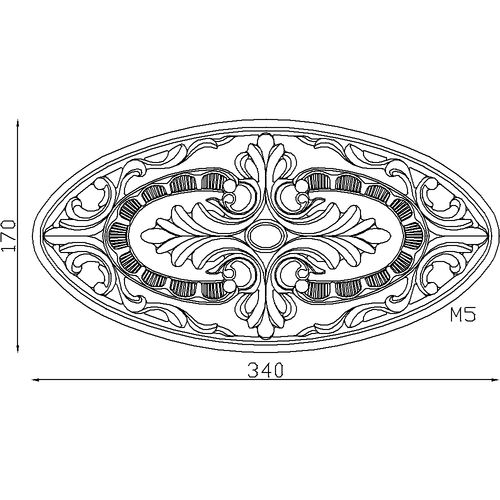 Palmette en fonte à visser de 340mm de haut et 170mm de large. Taraudage M5.