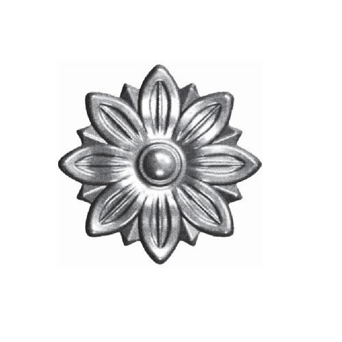 Rosace en acier et en forme de fleur avec un diamètre de 55mm et une épaisseur de 8mm. A souder.