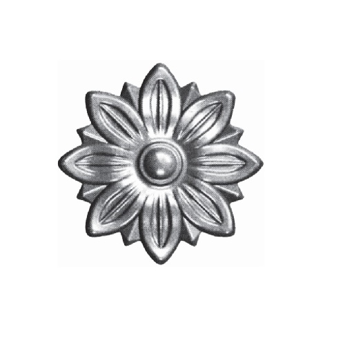 Rosace en acier et en forme de fleur avec un diamètre de 90mm et une épaisseur de 8mm. A souder.