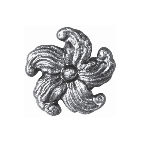 Rosace en fer estampé et en forme de fleur avec un diamètre de 68mm. A souder.