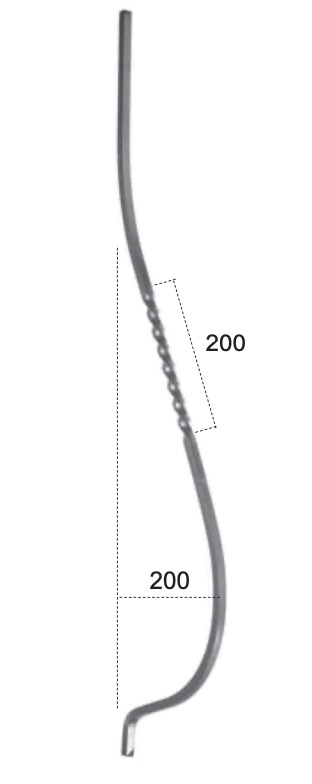 Barreau en fer forgé cintré et torsadé en carré de 12mm. Hauteur 950mm Galbe de 200mm Torsadé sur 200mm. Fixation par soudure. Il trouvera son utilité dans la fabrication d'un garde corps de terrasse ou de balcon ou même une clôture en apportant de la sécurité. Fourni brut, à peindre ou à vernir. Le détail de la torsade apportera de l'élégance à votre fabrication.