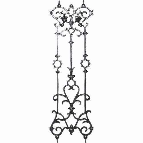 Balustre en fonte double face avec un insert en acier de 900mm de haut par 280mm de large.