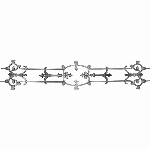 Elément pour garde corps en fonte double face avec un insert en acier de 900mm de haut par 180mm de large.