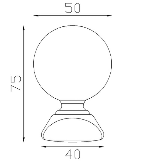 Boule d'ornement sur pommeau estampé. Hauteur 75mm diamètre de la boule ø50mm, base carré largeur 40mm. En fer forgé finition lisse, produit galvanisable. Fixation par soudure, possibilité de taraudage pour y insérer nos goujons pour l'adapter à du bois (fournitures et outillages). Fournie brut, à vernir ou à peindre avec un produit qui protège de la corrosion. Permet d'ajouter une touche d'élégance à votre projet, escalier ou pergola, par exemple.