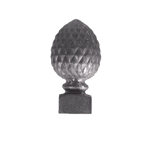 Pomme de pin de fonte 145mm de haut par 75mm base carré de 48mm pour deco pergolas,rampes et garde corps 