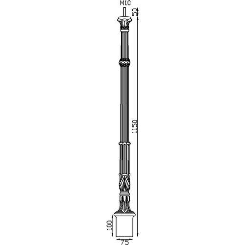 Poteau de départ de 1150mm de haut et avec une section d'un diamètre de 75mm. En fonte.