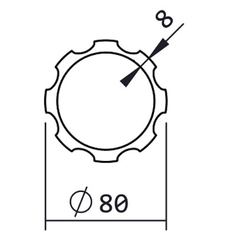 Tube Fût alu cannelé pour colonne, en aluminium. Hauteur 3000mm Diamètre extérieur Ø80mm épaisseur 8mm. Ce tube recoupable, permet la réalisation d'une colonne à dimension sur mesure, pour réaliser un support vertical robuste. Fixation par platines (vendues séparément, référence 06330). Sera agrémenté de décors pour sublimer votre décoration. Convient pour une utilisation en intérieur ou en extérieur. Existe en longueur 2500mm (référence 06310) et en diamètre 100mm (référence 063104).