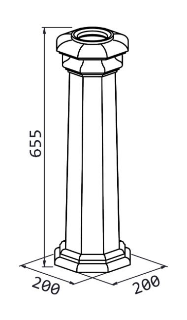 Décoration basse pour colonne alu, base en forme tradition royale, en aluminium. Hauteur 655mm, base de largeur 200mm, pour tube Ø80mm. Reçoit aussi bien un tube cannelé qu'un tube lisse, c'est l'un élément nécessaires à l'assemblage d'un poteau modulaire. Permet une finition élégante. Convient pour un usage en intérieur ou en extérieur. Finition: brut. Existe en version avec socle (référence 06311).