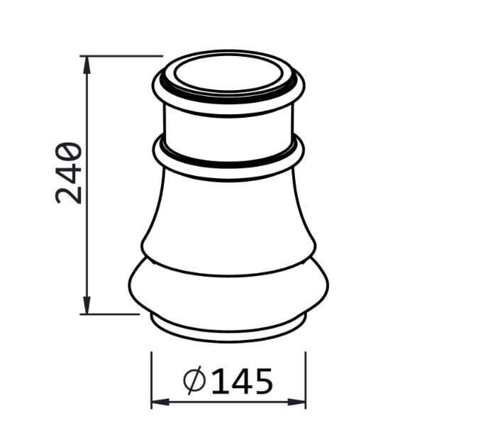 Décoration basse pour colonne alu, base en forme opéra, en aluminium. Hauteur 240mm, plus grand diamètre Ø145mm, pour tube Ø80mm. Reçoit aussi bien un tube cannelé qu'un tube lisse, c'est l'un élément nécessaires à l'assemblage d'un poteau modulaire. Permet une finition élégante. Convient pour un usage en intérieur ou en extérieur. Finition: brut. Existe en version pour tube de Ø100mm (référence 063161).