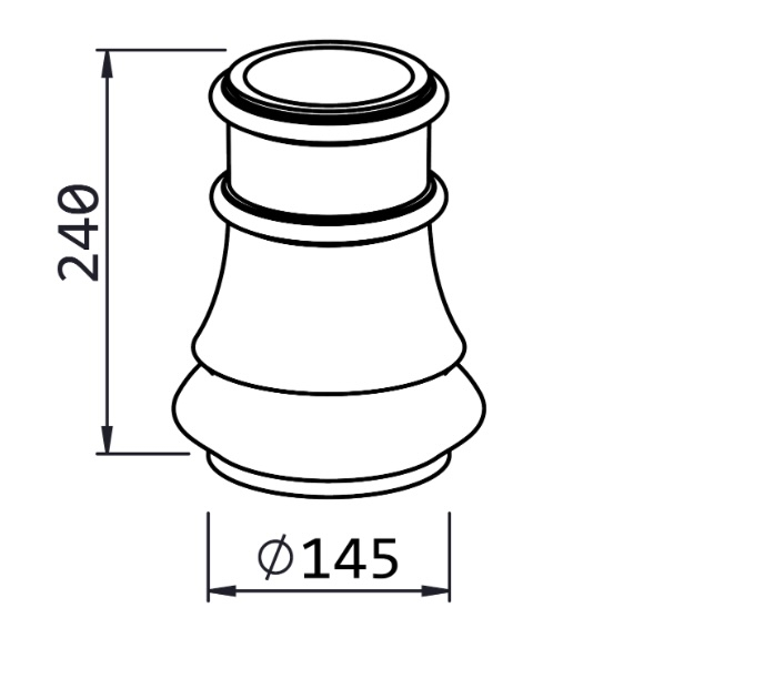 Décoration basse pour colonne alu, base en forme opéra, en aluminium. Hauteur 240mm, plus grand diamètre Ø145mm, pour tube Ø100mm. Reçoit aussi bien un tube cannelé qu'un tube lisse, c'est l'un élément nécessaires à l'assemblage d'un poteau modulaire. Permet une finition élégante. Convient pour un usage en intérieur ou en extérieur. Finition: brut. Existe en version pour tube de Ø80mm (référence 06316).