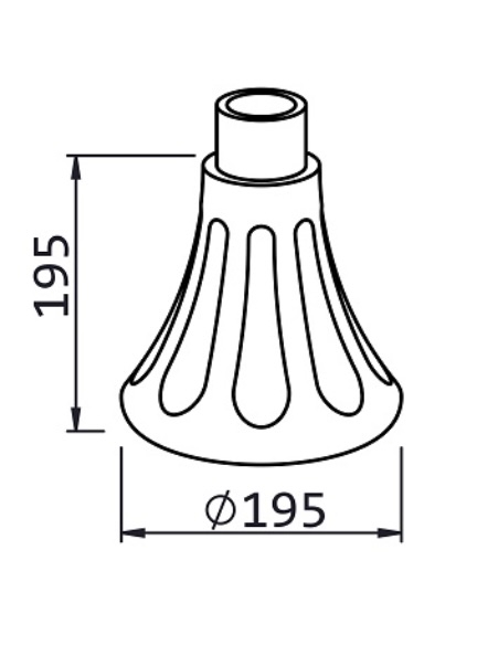 Décoration haute pour colonne alu, base en forme de trompette royale, en aluminium. Hauteur 195mm, base diamètre Ø195mm, pour tube Ø80mm, épaisseur 8mm. Reçoit aussi bien un tube cannelé qu'un tube lisse, c'est l'un élément nécessaires à l'assemblage d'un poteau modulaire. Permet une finition élégante. Convient pour un usage en intérieur ou en extérieur. Finition: brut.