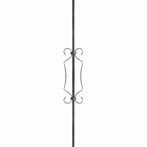 Barreau avec deux volutes forgé à froid. Carré de 12mm et hauteur de 900mm.