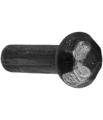 Rivet à tête bombée a facettes de 15mm de long et diamètre de tige 5mm. Diamètre de la tête 9mm.