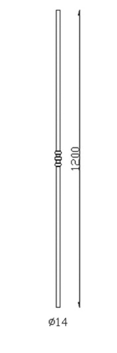 Barreau avec bague au centre, en fer forgé. Hauteur 1200mm rond lisse plein de diamètre 14mm, largeur 32mm hauteur du décor 58mm. Fixation par soudure. Fourni brut, à peindre ou à vernir pour protéger de la corrosion. Au delà de son rôle sécuritaire, il peut être un élément décoratif dans plusieurs réalisations en fer forgé tel que du mobiliers, divers objets décoratifs, des grilles de défense, des rampes d'escaliers, des kiosques, des gardes corps.