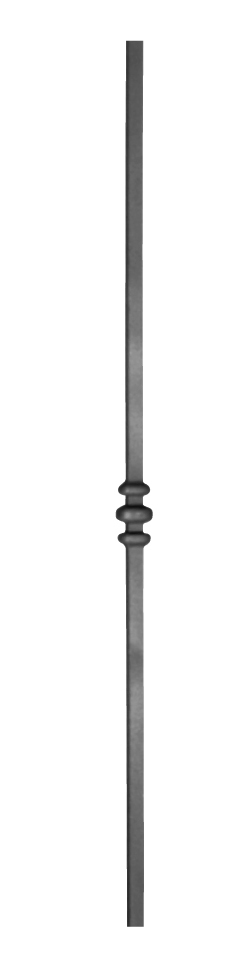 Barreau à souder en fer forgé à chaud. Section carré de 12mm et 1200mm de hauteur. En acier lisse. Composé d'un motif au centre. Différentes hauteurs au choix.