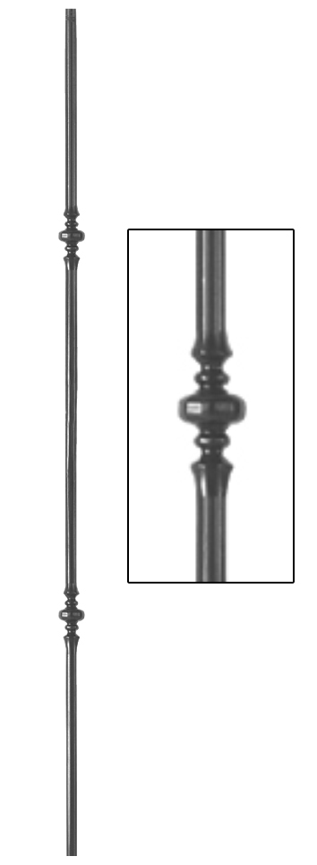 Barreau à souder en fer forgé. Section ronde de ø14mm de diamètre et 1000mm de hauteur. En acier lisse. Composé de deux motifs.