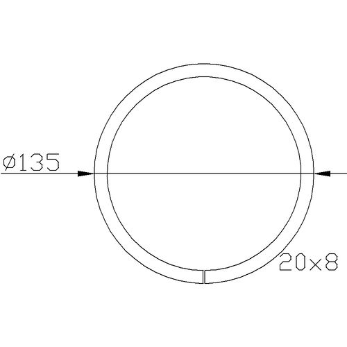 Cercle en acier d'un diamètre de 135mm. Section en fer plat de 20x8mm.