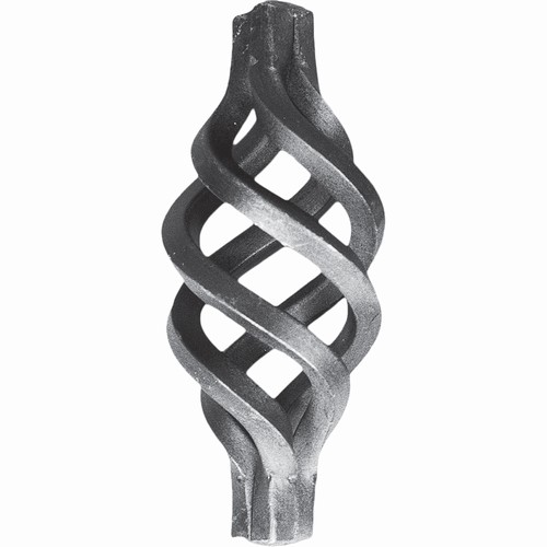 Torsade de barreaux carrés, en fer forgé. Compatible avec des barreaux de largeur 20mm. Hauteur de 200mm et Largeur de 90mm. Cet ornement habillera vos barreaux de grilles de défense, portails, escaliers par exemple. Fixation par soudure. Fournie brut, à peindre ou à vernir avec un produit adapté pour la protection contre la corrosion.