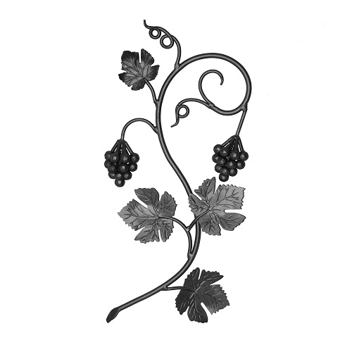 Décor de style raisin avec plusieurs grappes de raisin et feuilles de vigne d'une hauteur de 600mm et d'une largeur de 290mm. En fer forgé. Remplacé par 150817