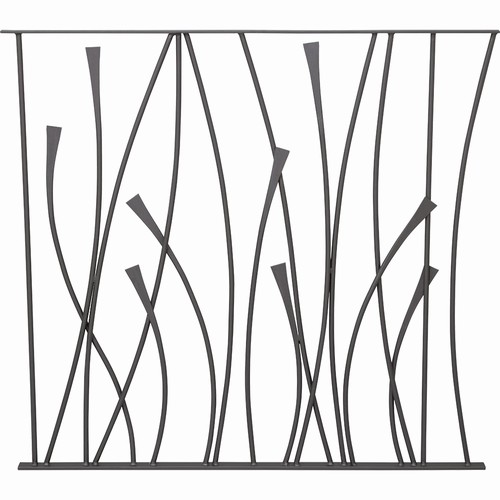Panneau Floral droit, en fer forgé. Hauteur 970mm longueur 1120mm, tige en diamètre 12mm, la main-courante du haut est un plat simple de 20x6mm tandis que la barre du bas est un plat de 30x6mm. Fixation par soudure. Fourni brut, à peindre ou à vernir pour le protéger contre la corrosion. Peut être assemblé avec les produits références 157402, 157403.