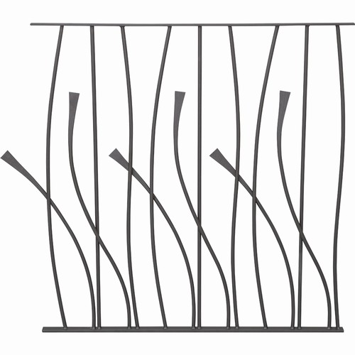 Panneau design et répétitif de 970mm de haut par 1100mm de long. La main-courante du haut est un plat simple de 20x6mm tandis que la barre du bas est un plat de 30x6mm. Finition à souder état brut