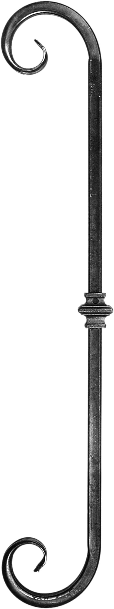 Grande volute en fer forgé avec une bague. Hauteur de 810mm et largeur de 116mm. En tube carré de 16x16x1.5mm.