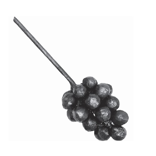Décor représentant une grappe de raisins sur tige d'une hauteur de 90mm et d'une largeur de 65mm. En fer forgé.