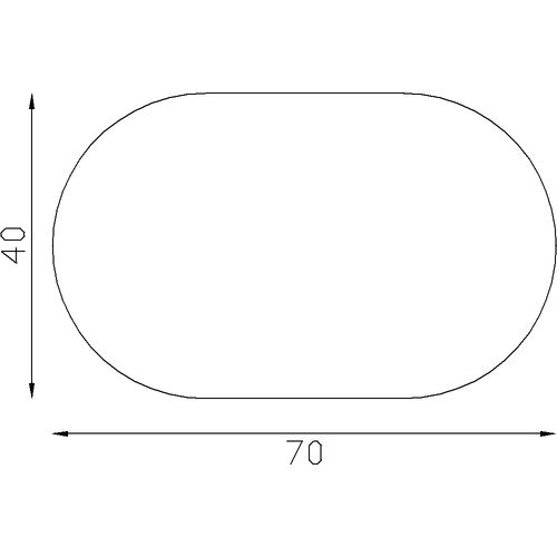 Boule pleine et méplate avec une épaisseur de 40mm et une longueur de 70mm.