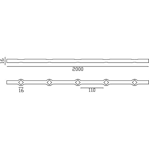 Barre trouée en acier : l'élément idéal pour vos projets de ferronnerie, offrant à la fois élégance et robustesse. Cette barre de 2000mm de long est composée de 14 trous carre de 16mm espacés uniformément, avec un vide de 110mm entre eux pour une intégration parfaite des barreaux. La conception de la barre (Carré de 16mm), assure une finition soignée et une installation sécurisée. Parfaite pour créer des grilles de fenêtre, des balustrades, des garde-corps, ou encore des portails et clôtures, elle allie esthétique et fonctionnalité. Chaque barre en acier de haute qualité est conçue pour durer, résistant aux intempéries et à la corrosion. La facilité d'installation et la polyvalence de ce produit en font un choix privilégié pour les artisans et les bricoleurs. Apportez une touche de sécurité et de style à votre demeure avec notre barre trouée, un choix de prédilection pour ceux qui cherchent à allier qualité et esthétique dans leurs projets de ferronnerie. Prévoir une tolérance de 1 à 2mm pour chaque cote.