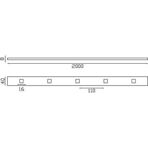 Barre trouée en acier : l'élément idéal pour vos projets de ferronnerie, offrant à la fois élégance et robustesse. Cette barre de 2000mm de long est composée de 15 trous carre de 16mm espacés uniformément, avec un vide de 110mm entre eux pour une intégration parfaite des barreaux. La conception de la barre (Plat de 40x8mm), assure une finition soignée et une installation sécurisée. Parfaite pour créer des grilles de fenêtre, des balustrades, des garde-corps, ou encore des portails et clôtures, elle allie esthétique et fonctionnalité. Chaque barre en acier de haute qualité est conçue pour durer, résistant aux intempéries et à la corrosion. La facilité d'installation et la polyvalence de ce produit en font un choix privilégié pour les artisans et les bricoleurs. Apportez une touche de sécurité et de style à votre demeure avec notre barre trouée, un choix de prédilection pour ceux qui cherchent à allier qualité et esthétique dans leurs projets de ferronnerie. Prévoir une tolérance de 1 à 2mm pour chaque cote.