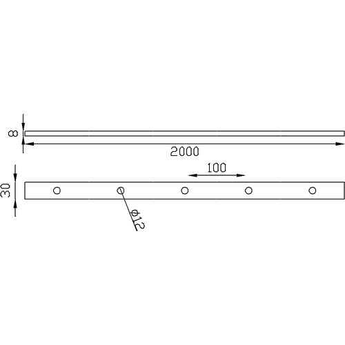 Barre trouée en acier : l'élément idéal pour vos projets de ferronnerie, offrant à la fois élégance et robustesse. Cette barre de 2000mm de long est composée de 16 trous rond de 12mm espacés uniformément, avec un vide de 100mm entre eux pour une intégration parfaite des barreaux. La conception de la barre (Plat de 30x8mm), assure une finition soignée et une installation sécurisée. Parfaite pour créer des grilles de fenêtre, des balustrades, des garde-corps, ou encore des portails et clôtures, elle allie esthétique et fonctionnalité. Chaque barre en acier de haute qualité est conçue pour durer, résistant aux intempéries et à la corrosion. La facilité d'installation et la polyvalence de ce produit en font un choix privilégié pour les artisans et les bricoleurs. Apportez une touche de sécurité et de style à votre demeure avec notre barre trouée, un choix de prédilection pour ceux qui cherchent à allier qualité et esthétique dans leurs projets de ferronnerie. Prévoir une tolérance de 1 à 2mm pour chaque cote.