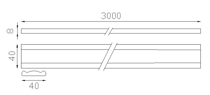 Main courante laminée de 3000mm de long en fer forgé. Largeur de 40mm et épaisseur de 8mm.Pour fabrication de rampes et garde corps compatible avec crosses 18012 ,18013,18014,18015