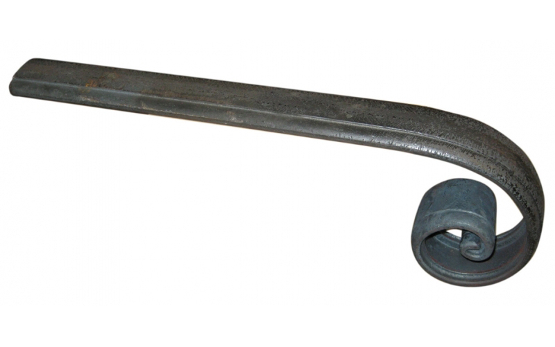 Départ ou arrivée de main courante moulurée creuse, en fer forgé. Hauteur 110mm Longueur 330mm largeur 40mm et épaisseur 10mm, gorge creuse de 20mm. Element de finition idéal pour votre rampe d'escalier ou votre garde corps, par exemple, avec une utilisation aussi bien en intérieur qu'en extérieur. Fixation pour soudure. Fournie brut, à peindre ou à vernir avec un produit adapté contre la corrosion. Compatible avec la main courante de référence 18031.