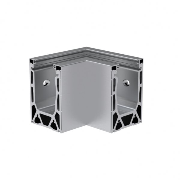 Angle Alu intérieur pour fixation latérale . Longueur intérieur 64 mm . Longueur extérieur 150 mm . compatible pour verre de 12 mm a 25 mm