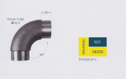 Coude acier 90 °  pour un tube diam 42,4mm  épaisseur 2mm. Àssemblage par simple collage. galvanisation possible 