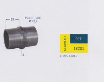 Connecteur acier pour main courante diam 42,4mm épaisseur 2mm. Àssemblage par simple collage.  galvanisation possible 